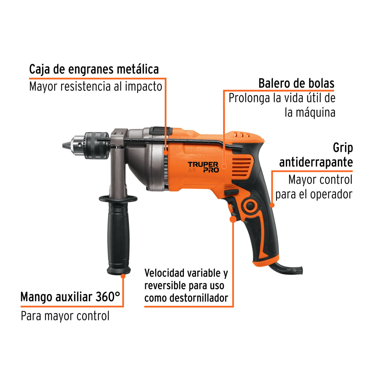 Rotomartillo  850 Watts 1/2" TRUPER PRO