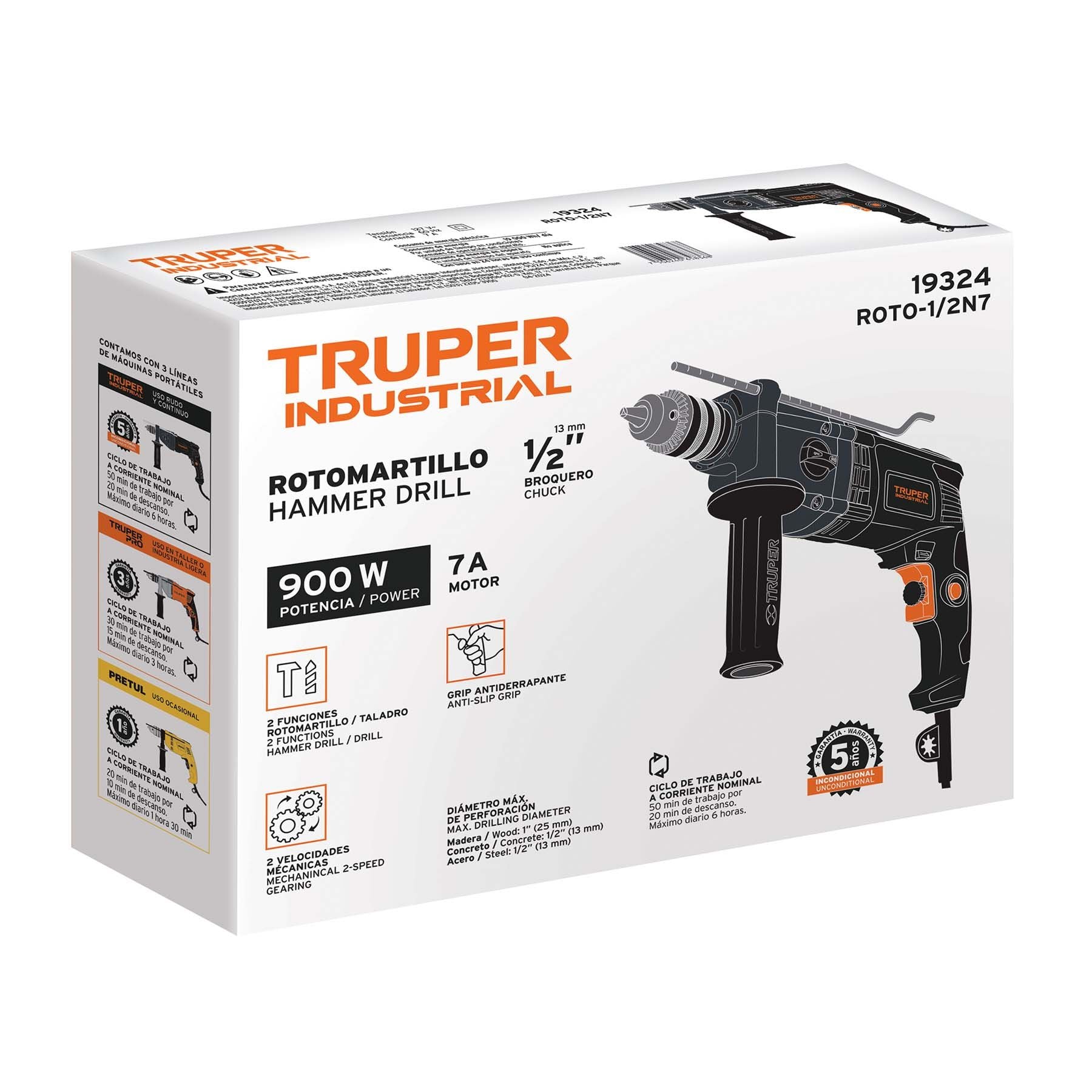 Rotomartillo  900 Watts Broquero 1/2" TRUPER INDUSTRIAL