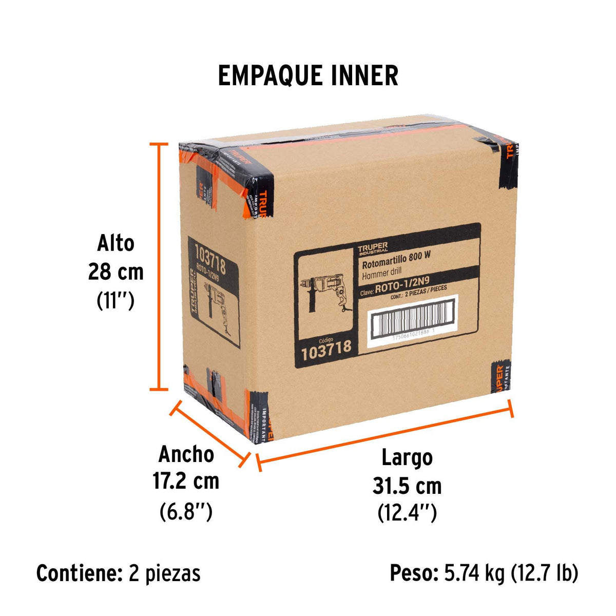 Rotomartillo  800 Watts 1/2" TRUPER INDUSTRIAL