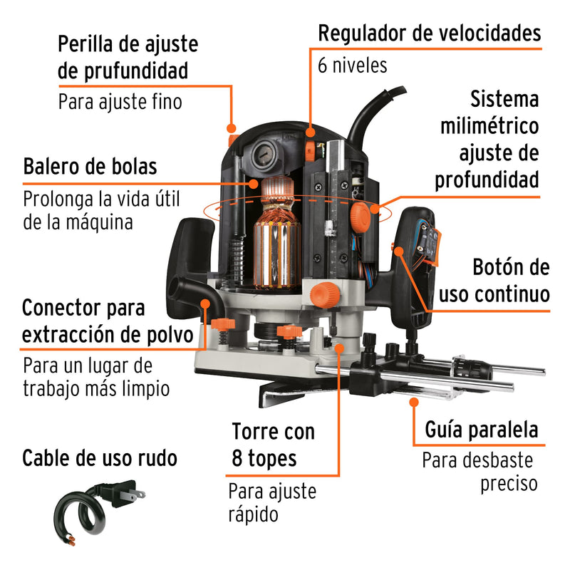 Router 1,800 Watts Truper Industrial