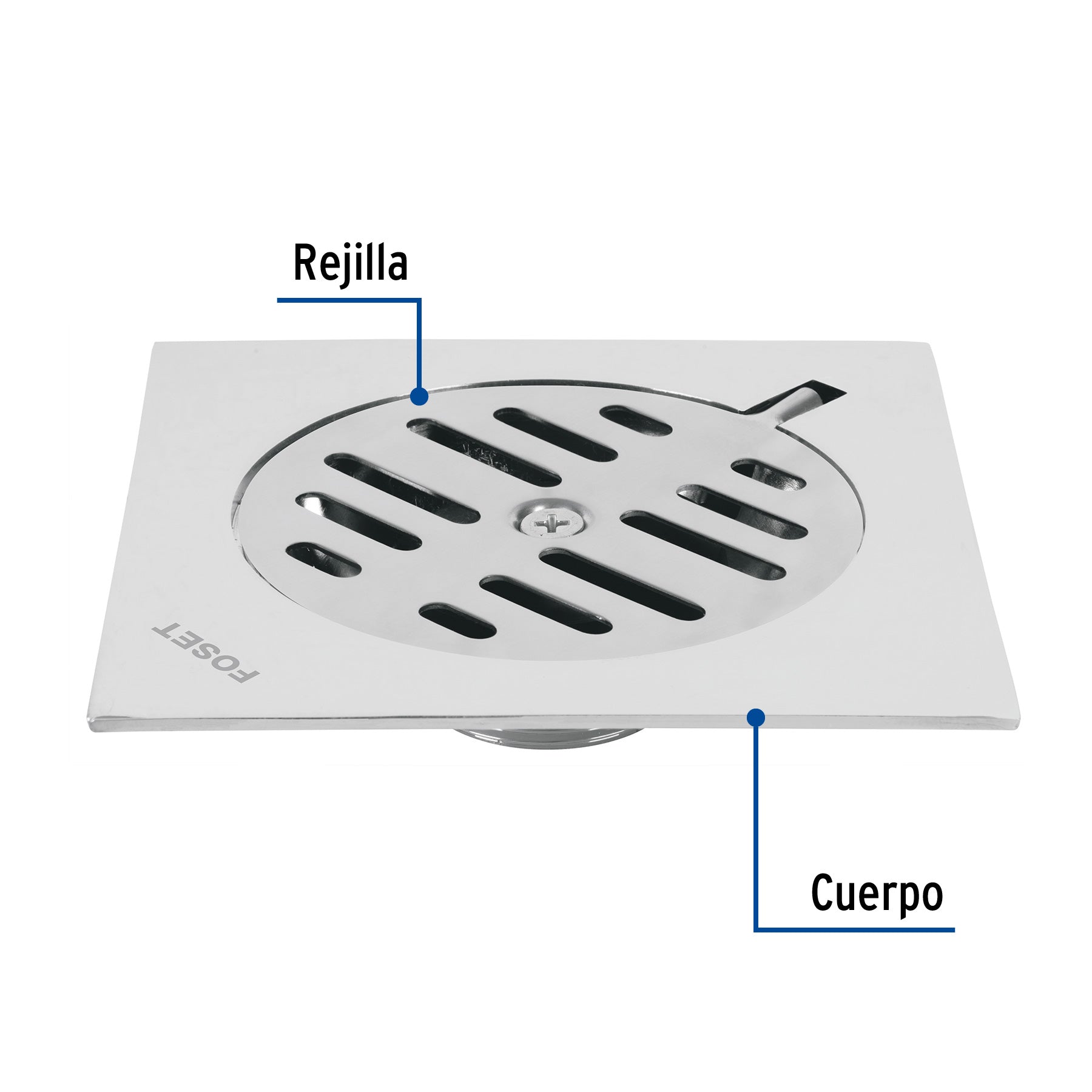 Coladera Cuadrada Metalica 6" X 6" Foset Basic