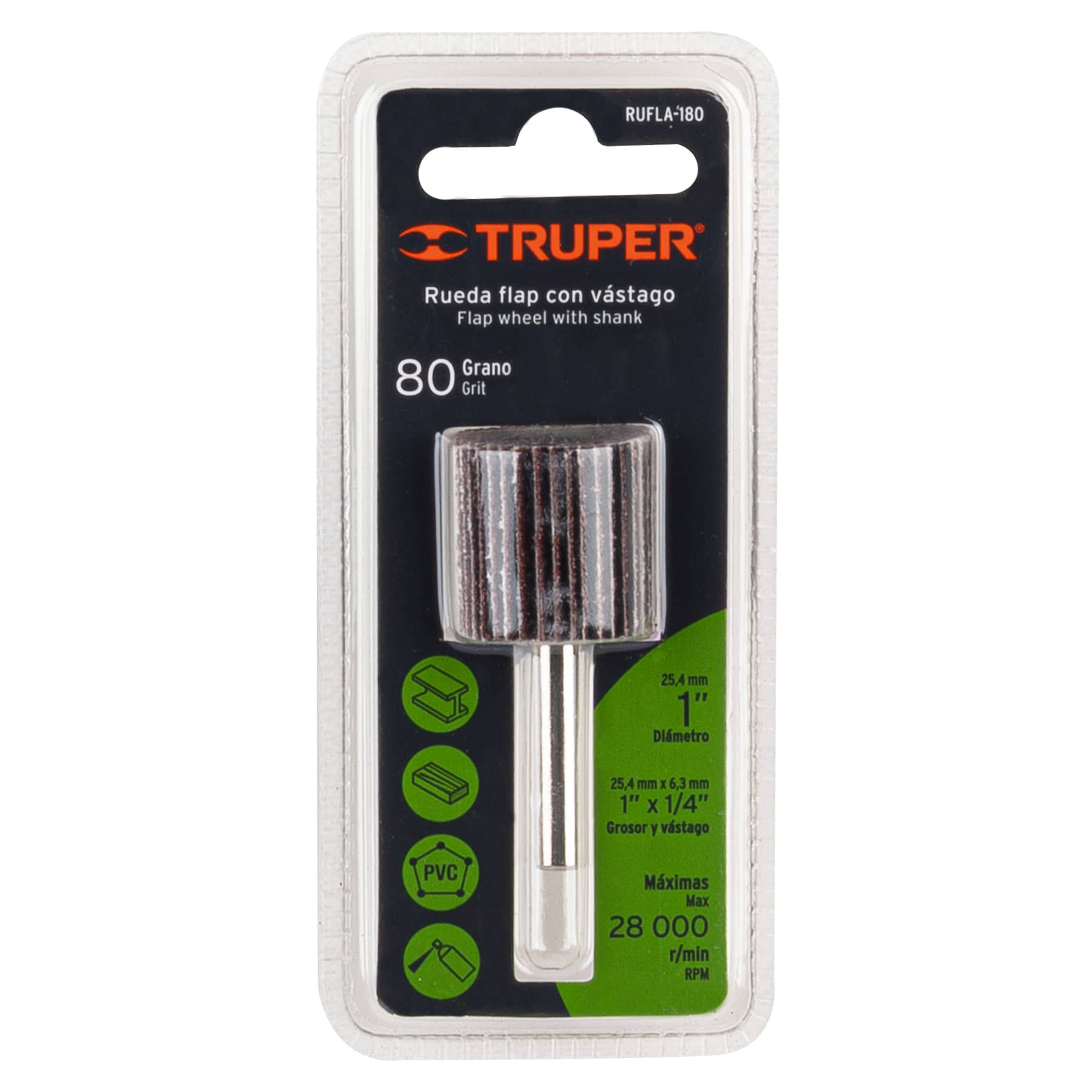 Rueda Flap 1" (25 mm) Grano 80 Truper