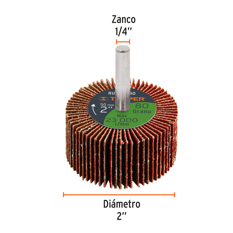 Rueda Flap 2" (50 mm) Grano 80 Truper