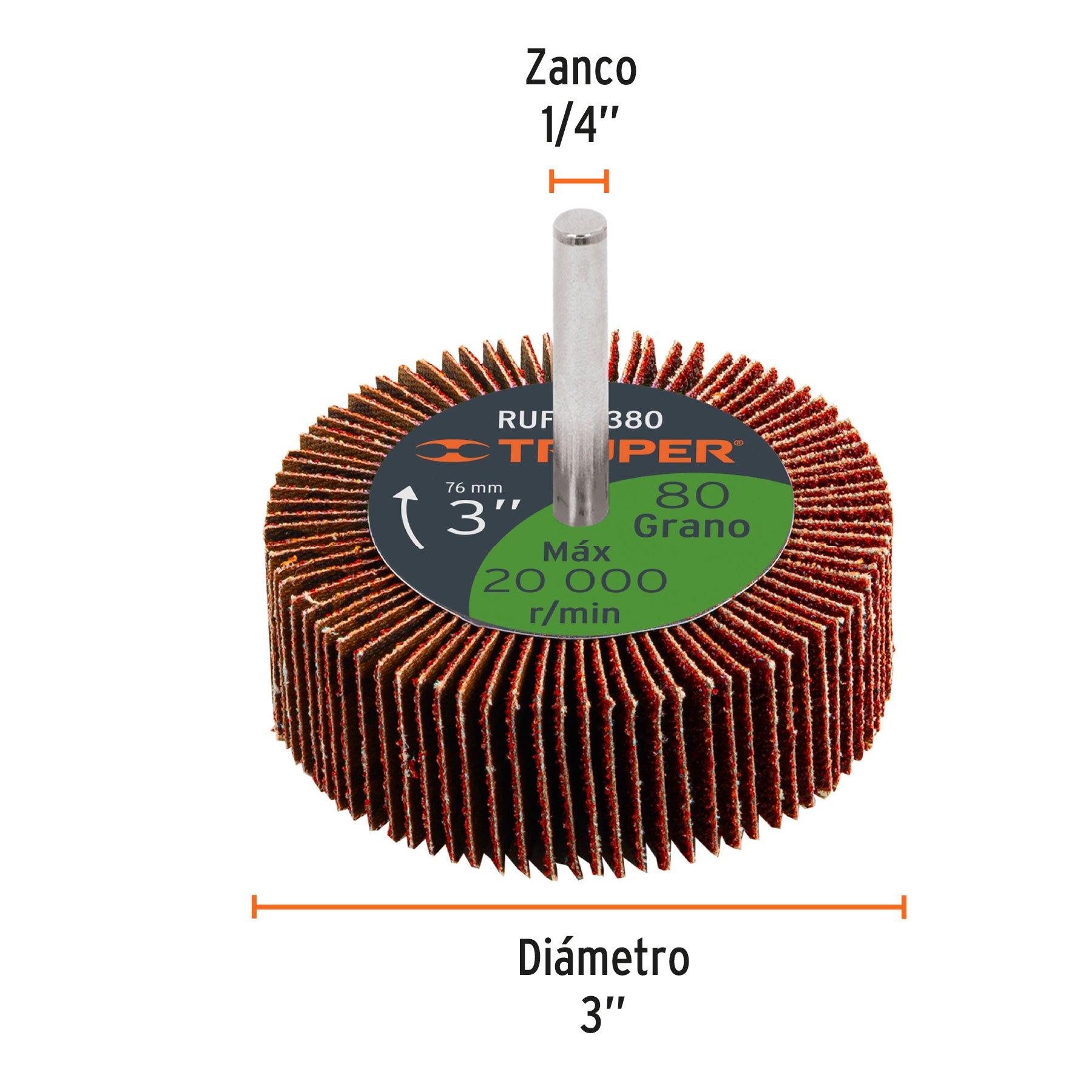 Rueda Flap 3" (75 mm) Grano 80 Truper
