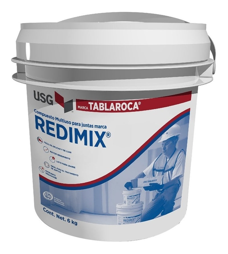 Redimix Compuesto Multiuso Para Juntas Blanco USG Tablaroca Cubeta de 6 Kg