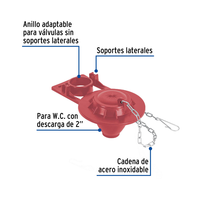 Sapo para W.C. 2" Descarga Universal Rojo Foset