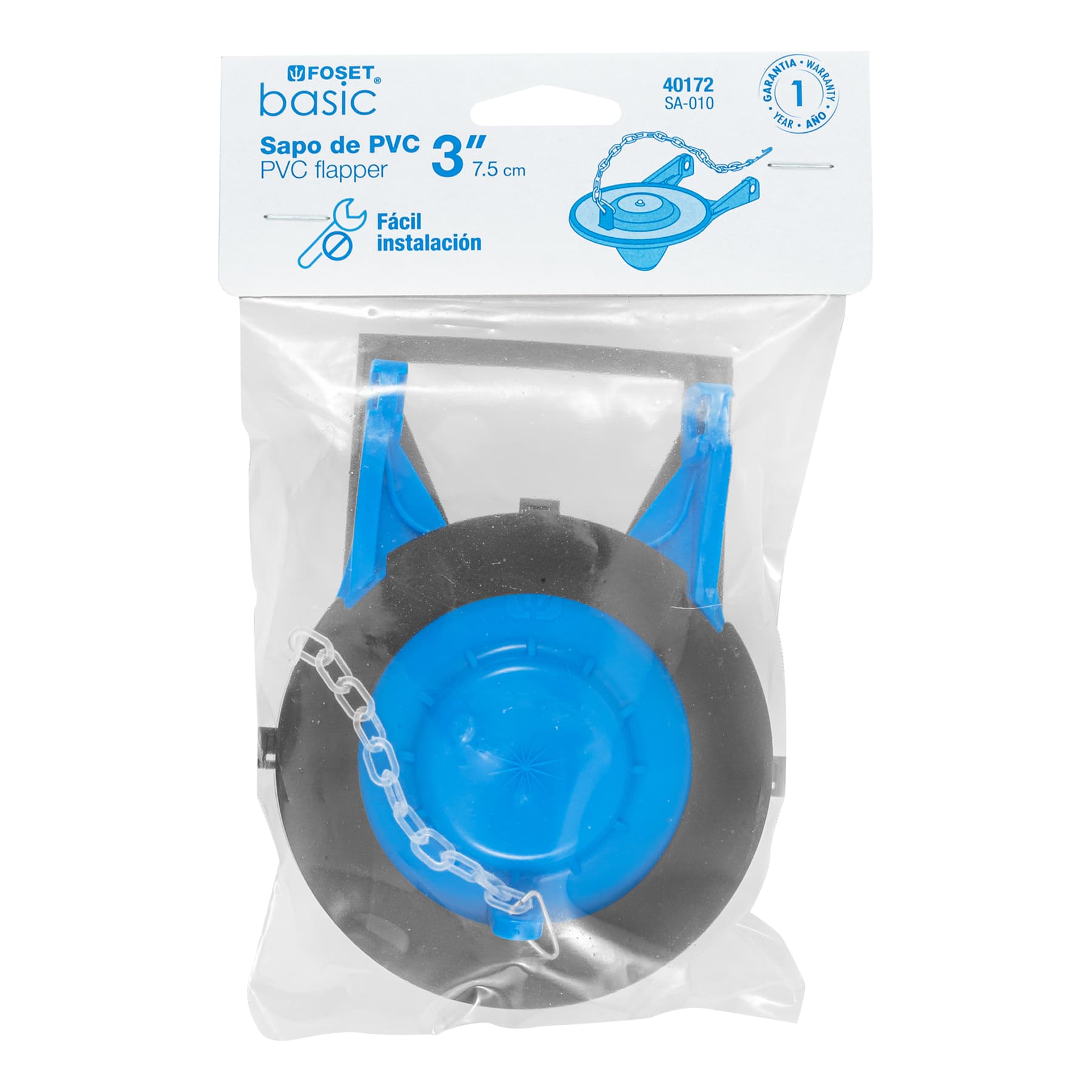 Sapo para W.C. 3" Cadena Plastica Azul Foset