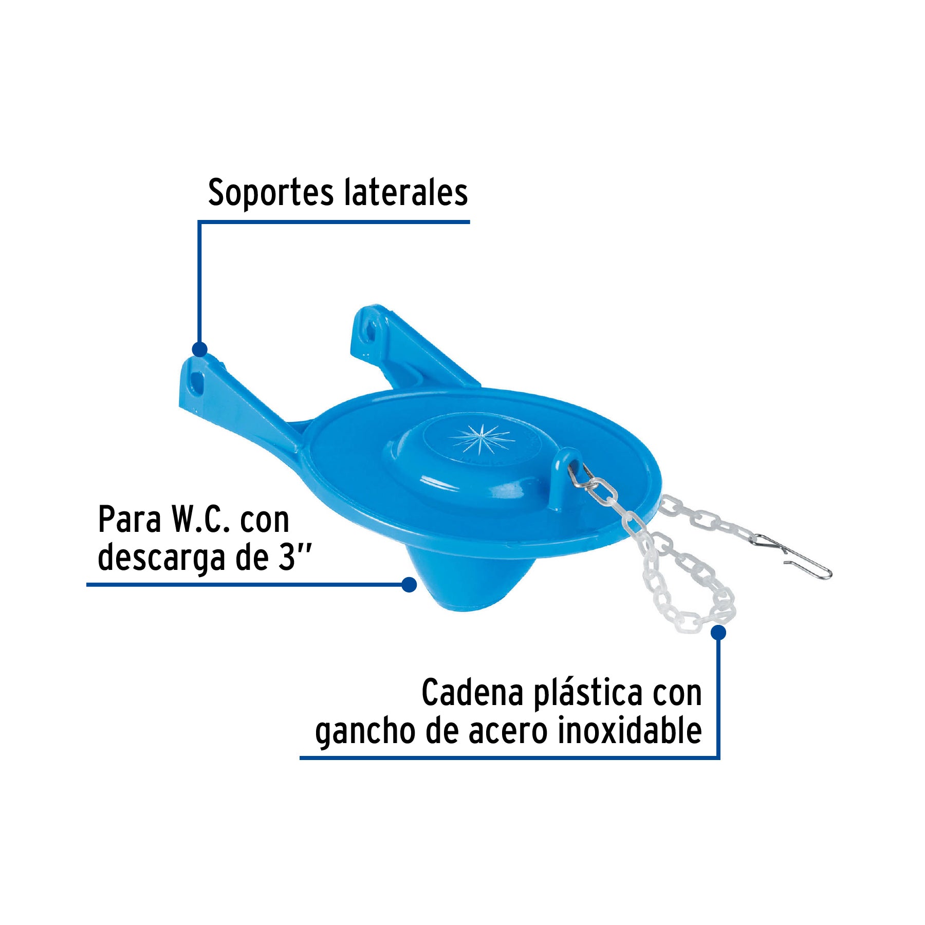 Sapo para W.C. 3" Cadena Plastica Azul Foset