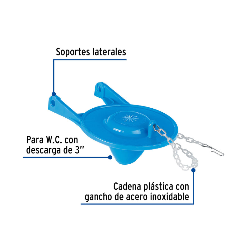 Sapo para W.C. 3" Cadena Plastica Azul Foset