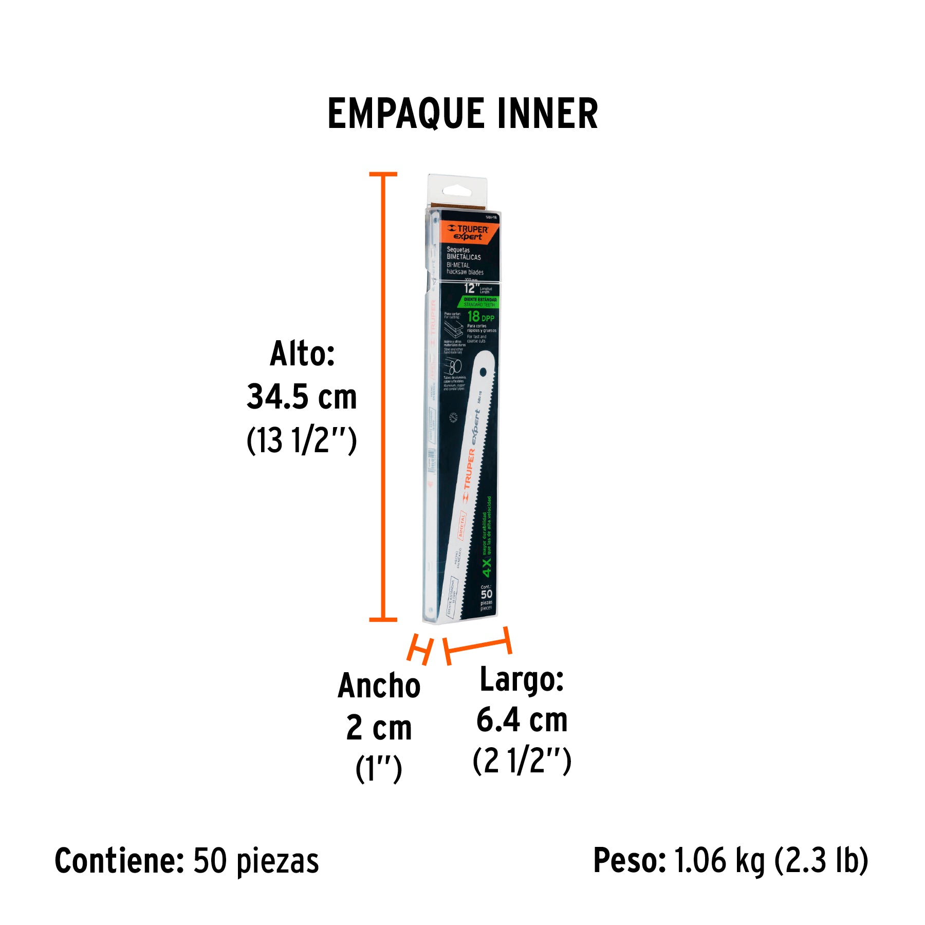 Segueta para Arco 18 DPP 12" Bimetalica STD Truper Expert