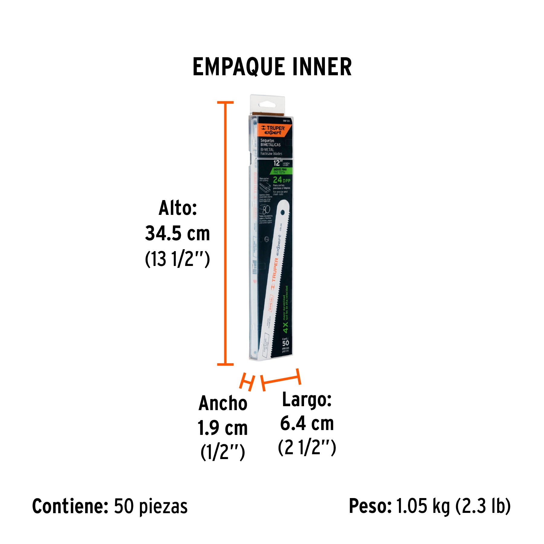 Segueta para Arco 24 DPP 12" Bimetalica Fina Truper Expert