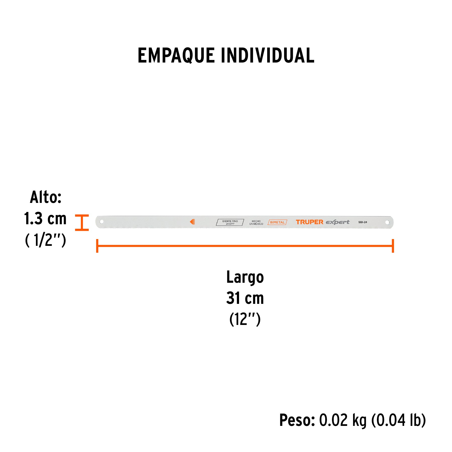 Segueta para Arco 24 DPP 12" Bimetalica Fina Truper Expert