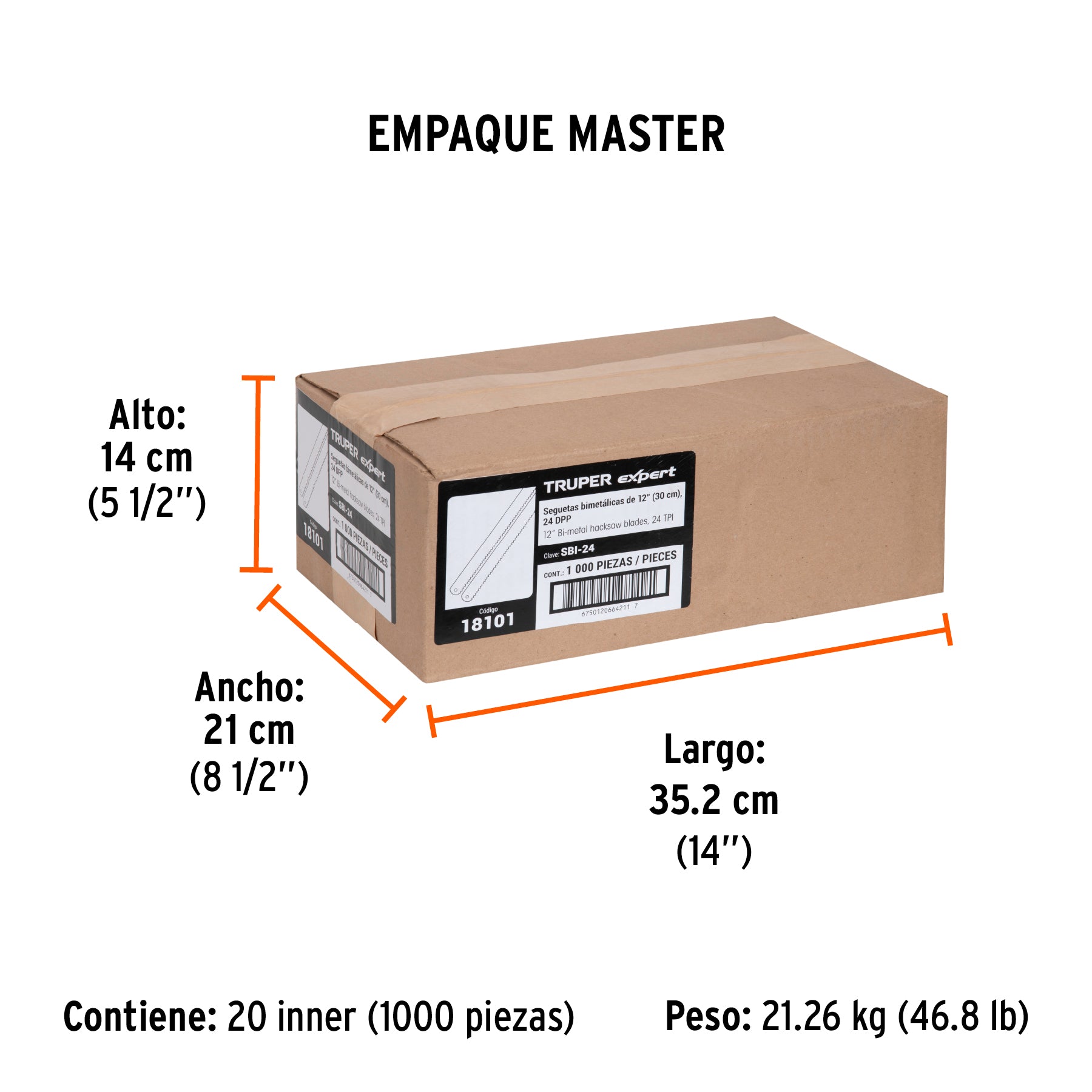 Segueta para Arco 24 DPP 12" Bimetalica Fina Truper Expert