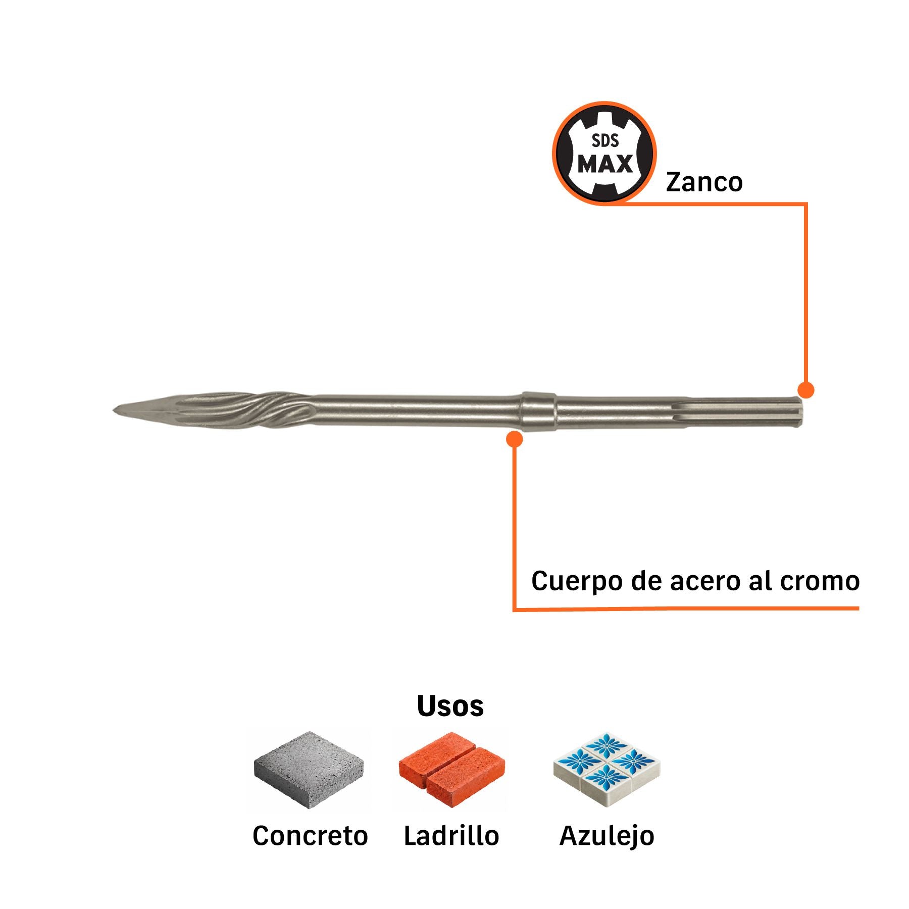 Cincel de Punta SDS Max 16" Truper