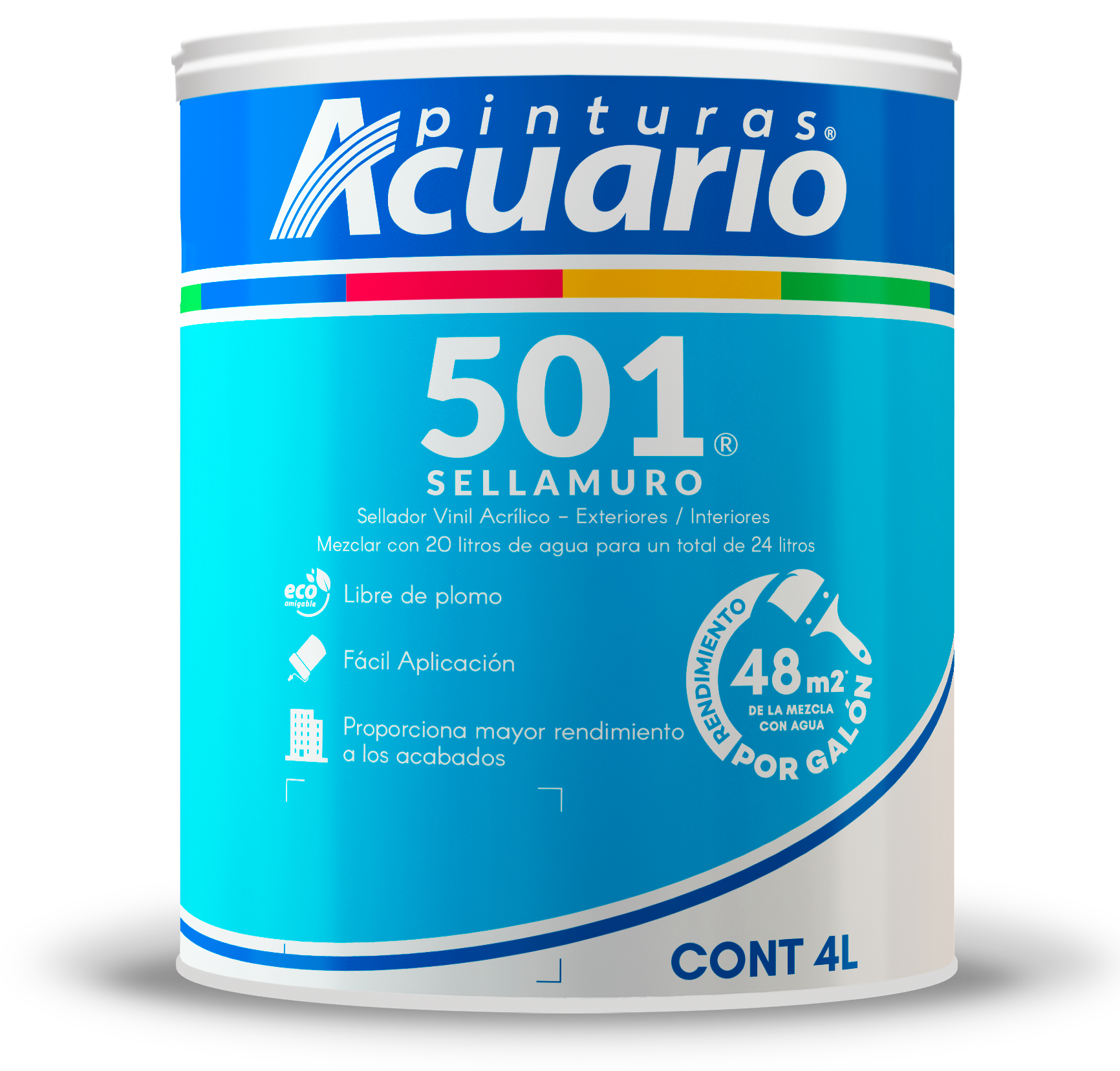 Sellador Vinilico 5 X 1 Transparente Acuario Bote 4 Litros