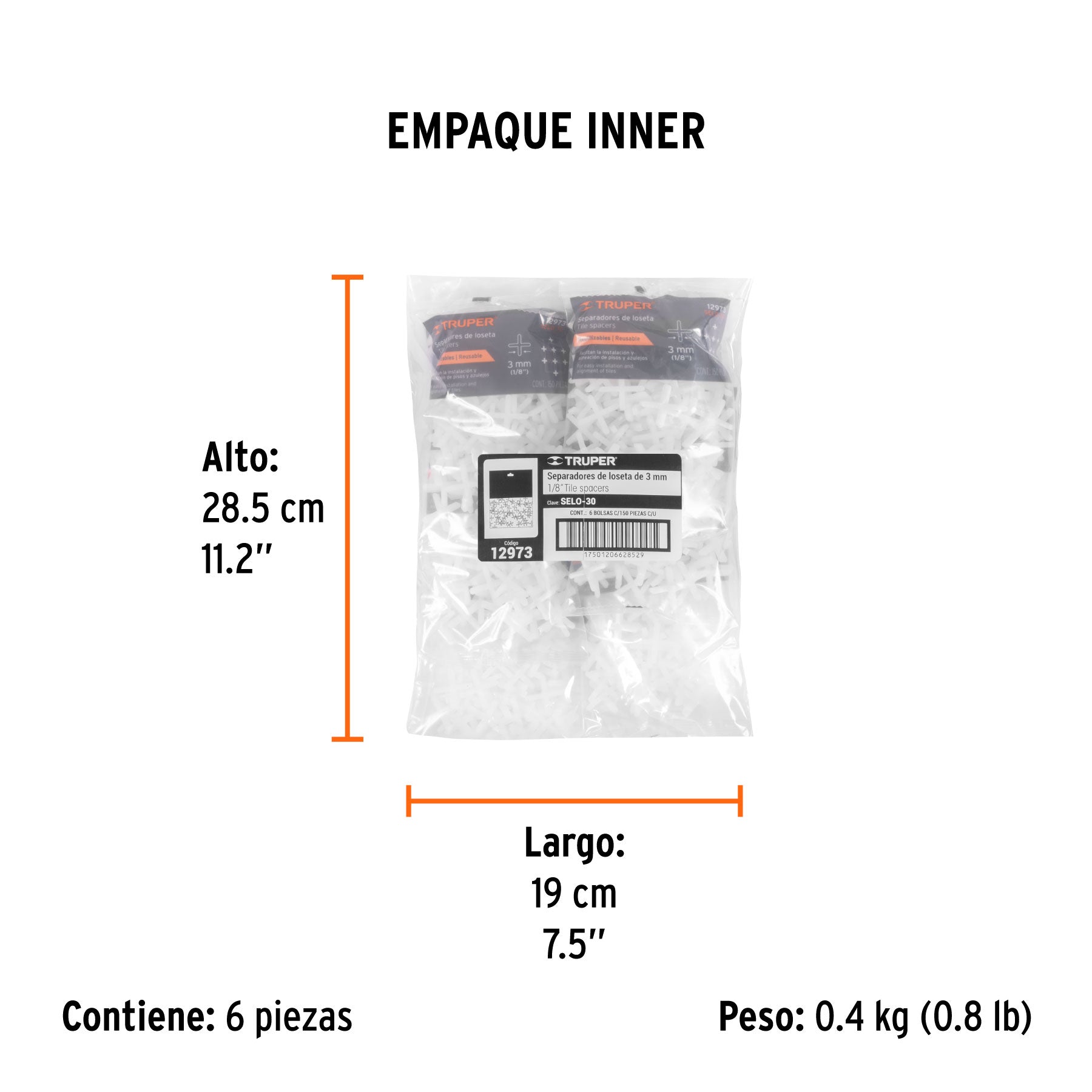Separadores de Loseta Ancho 3 mm Truper