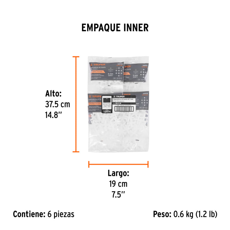 Separadores de Loseta Ancho 5 mm Truper