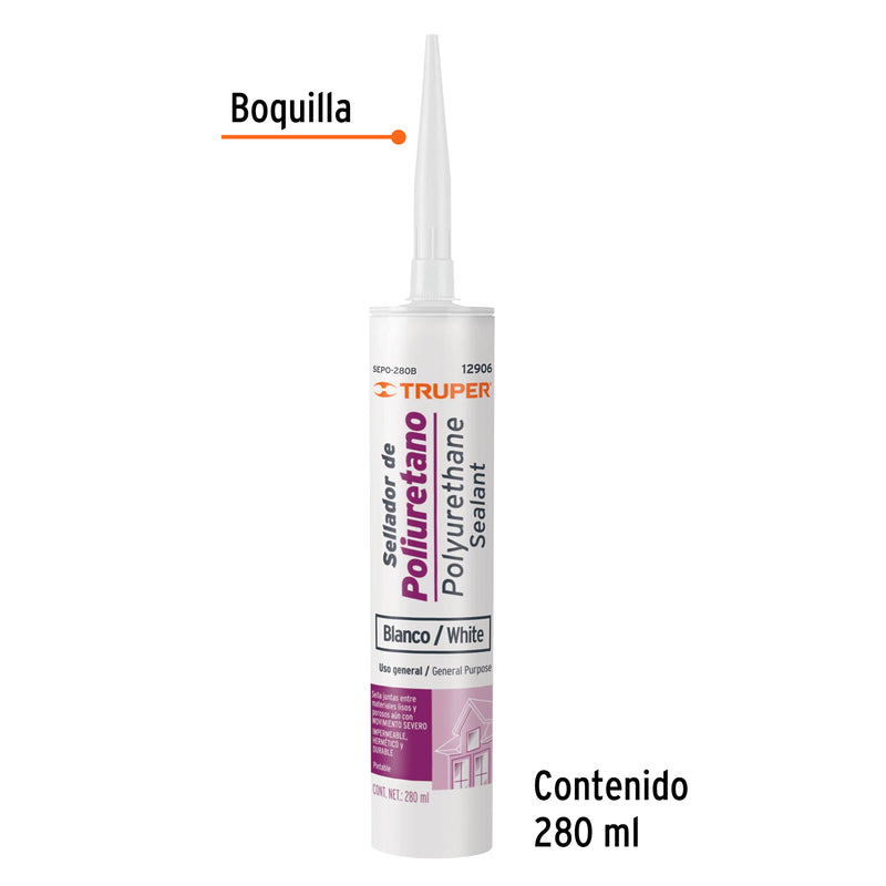 Sellador Poliuretano Truper 280 ml Blanco