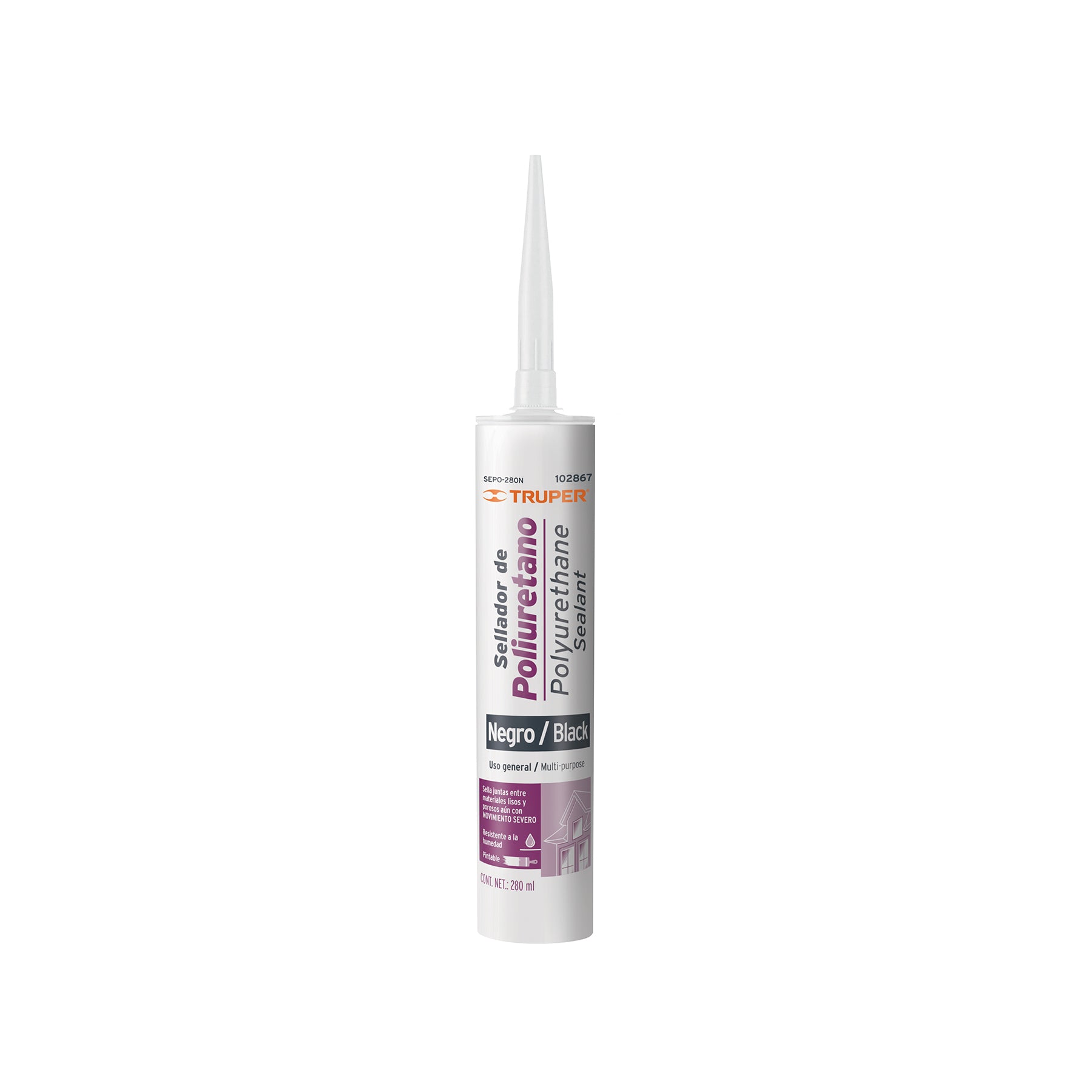 Sellador Poliuretano Truper 280 ml Negro