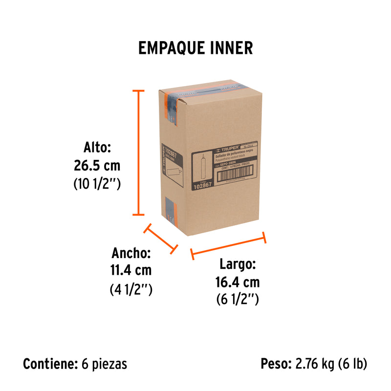 Sellador Poliuretano Truper 280 ml Negro