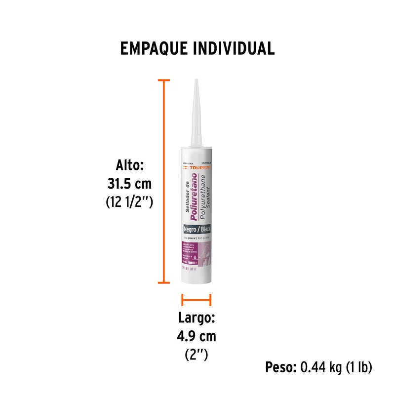 Sellador Poliuretano Truper 280 ml Negro