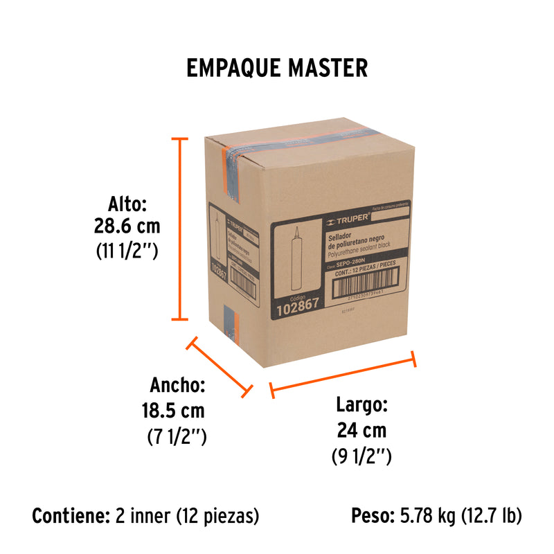 Sellador Poliuretano Truper 280 ml Negro