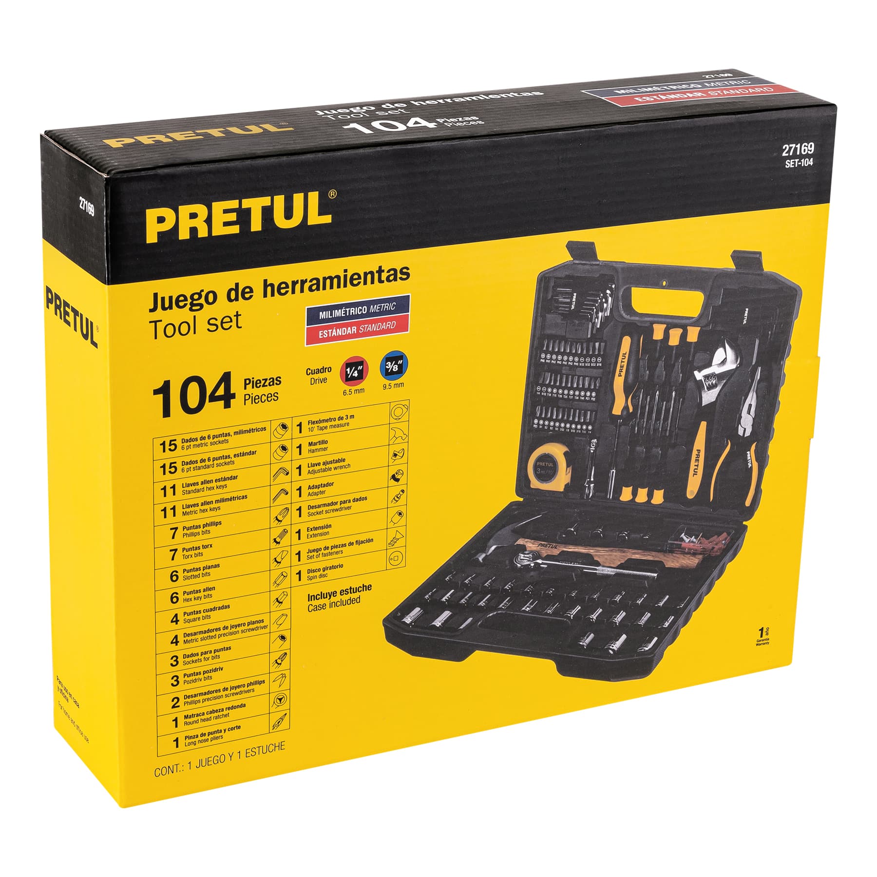 Juego de Herramientas 104 Piezas Pretul