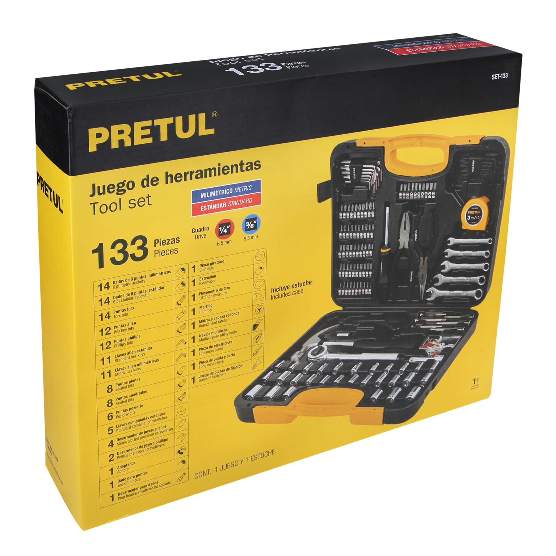 Juego de Herramientas Combinado 133 Piezas Pretul