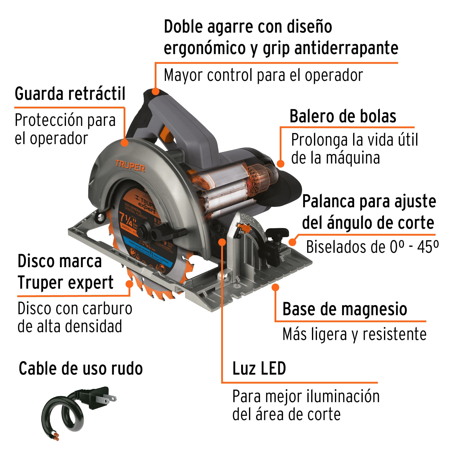 Sierra Circular 7"1/4 1,800 Watts Truper Industrial