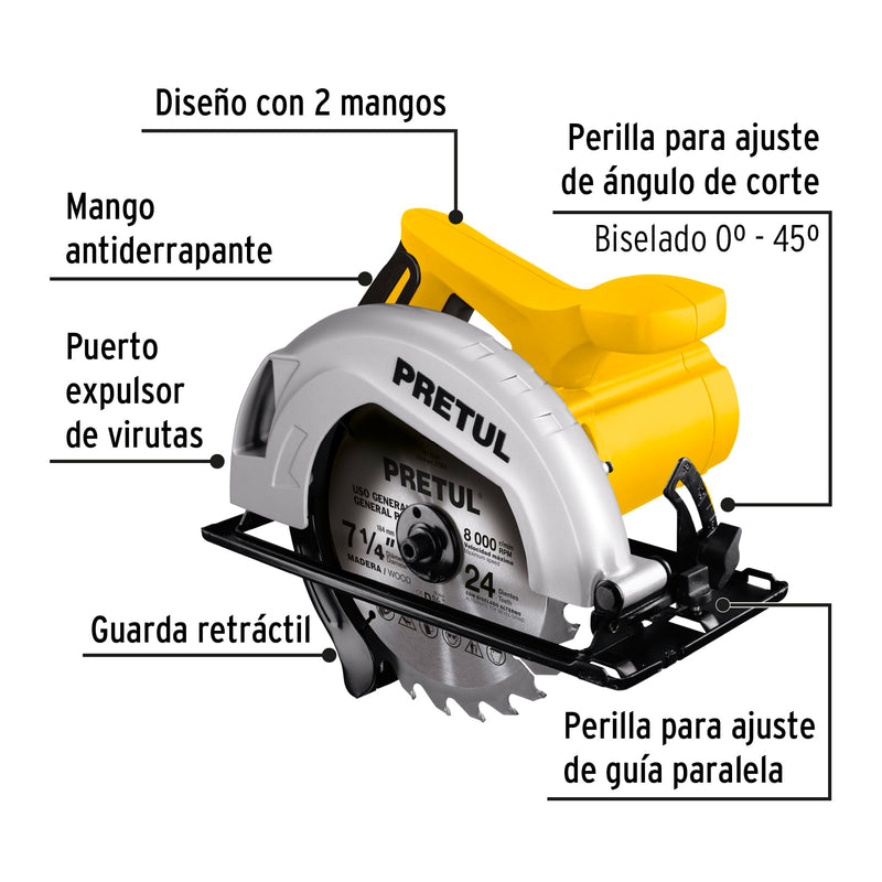 Sierra Circular 7"1/4 1,200 Watts Pretul