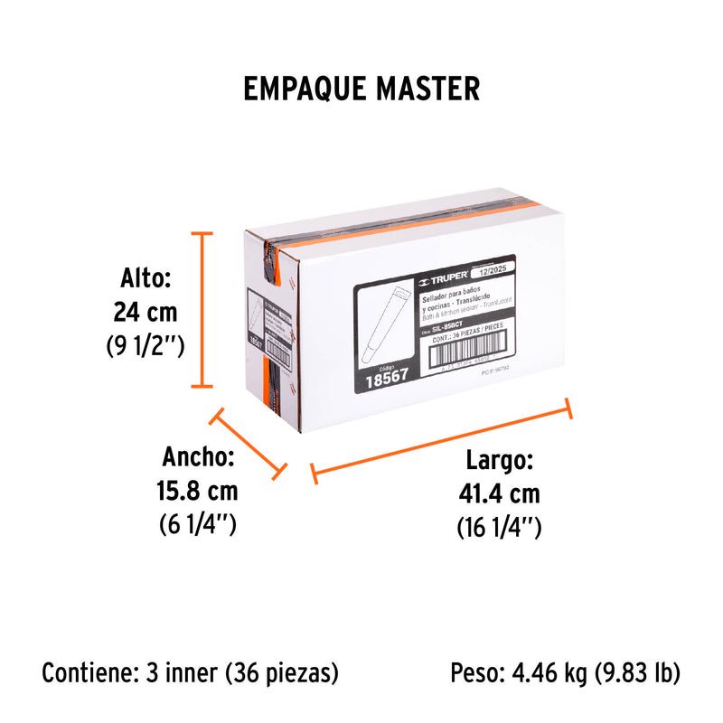 Silicon Baños y Cocinas Tubo 85 gms Truper Transparente