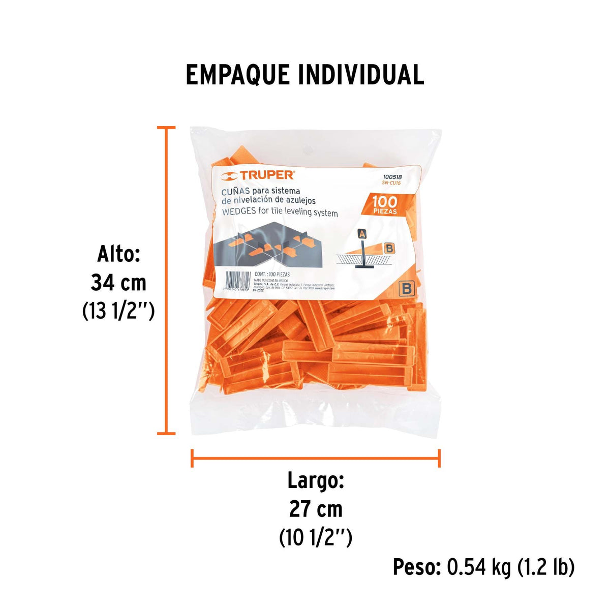 Bolsa con 100 Cuñas para Nivelacion de Azulejos Truper