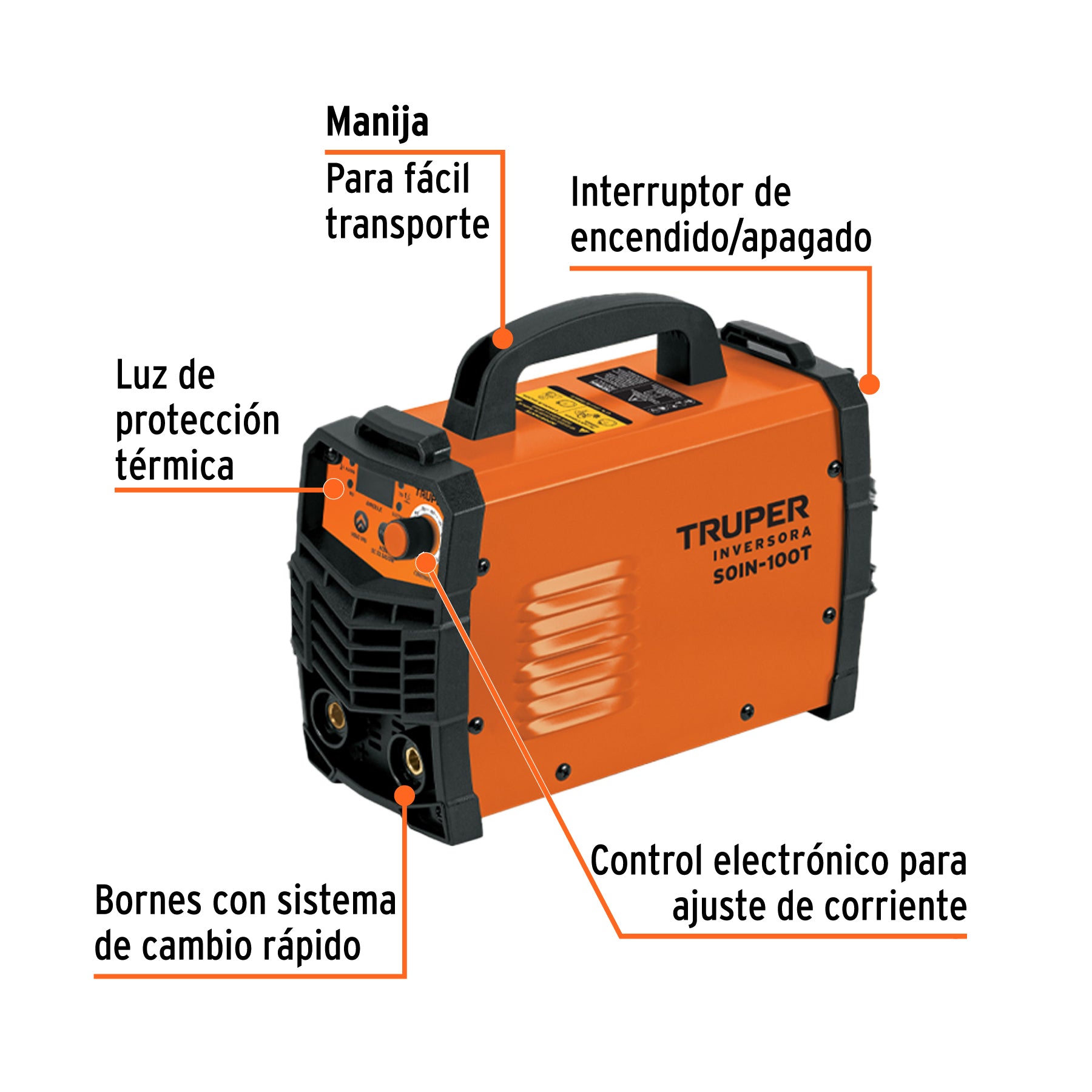 Soldadora Inversora Proceso SMAW (MMA) y GTAW (TIG) 100 A 127V Truper