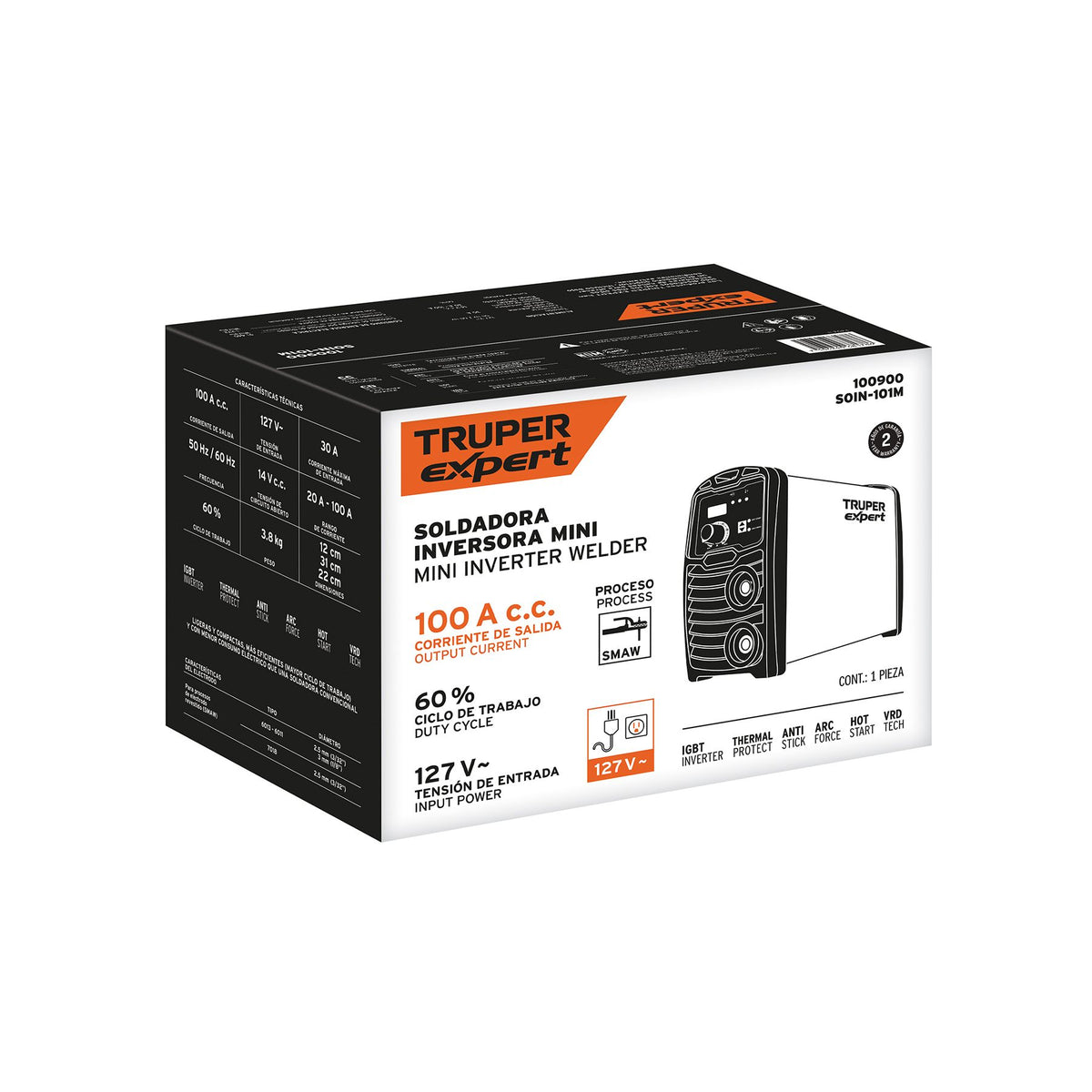 Mini Soldadora Inversora Proceso SMAW 100A 127V TRUPER EXPERT