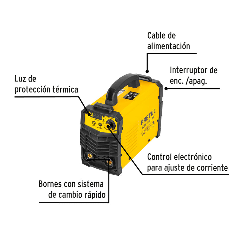 Soldadora Inversora Proceso SMAW y TIG 130 A Bi-Voltaje Pretul