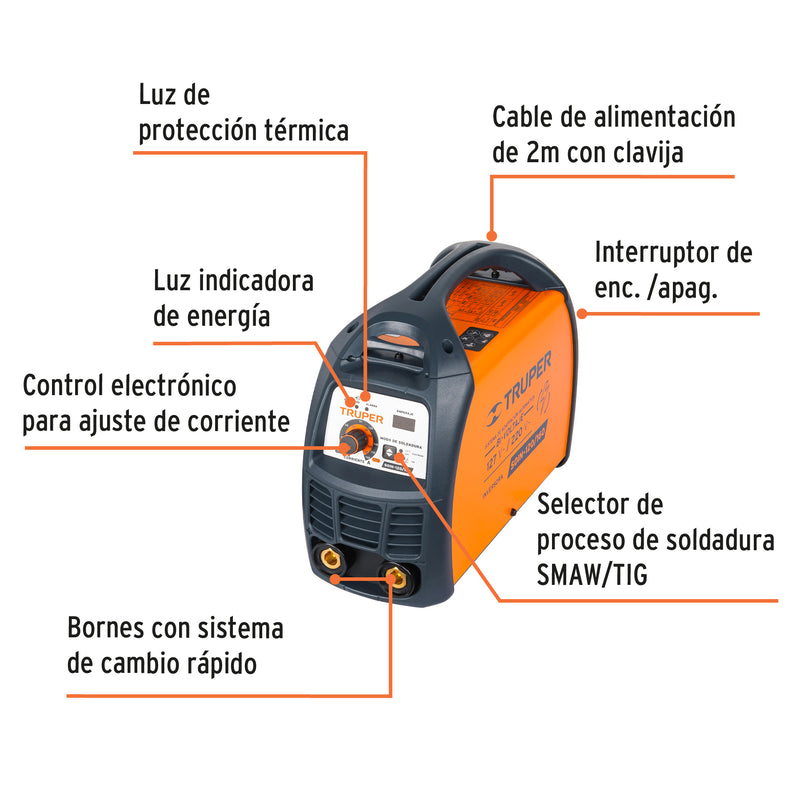 Soldadora Inversora Proceso SMAW y TIG 160 A Bi-Voltaje Truper