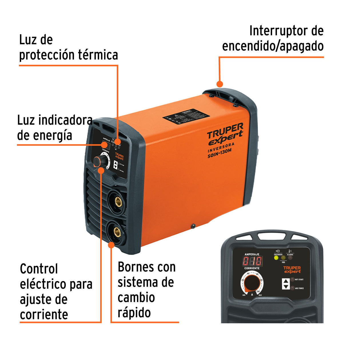 Mini Soldadora Inversora Proceso SMAW 130A 127V TRUPER EXPERT