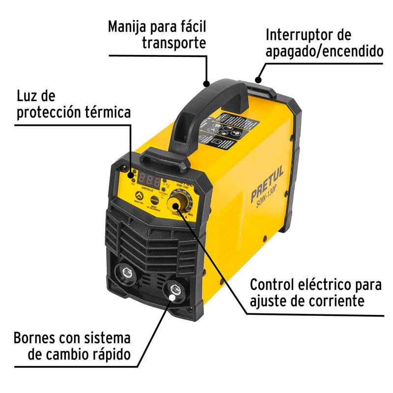 Soldadora Inversora Proceso SMAW y TIG 130 A 127V Pretul