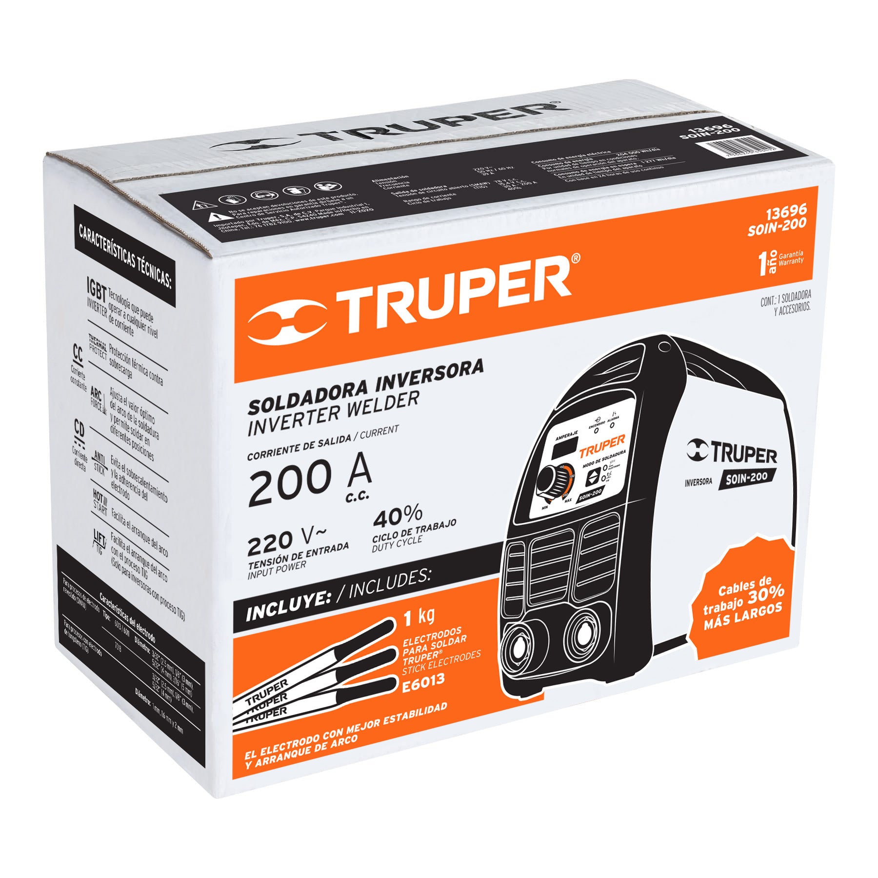 Soldadora Inversora Proceso SMAW y TIG 200 A 220V Truper