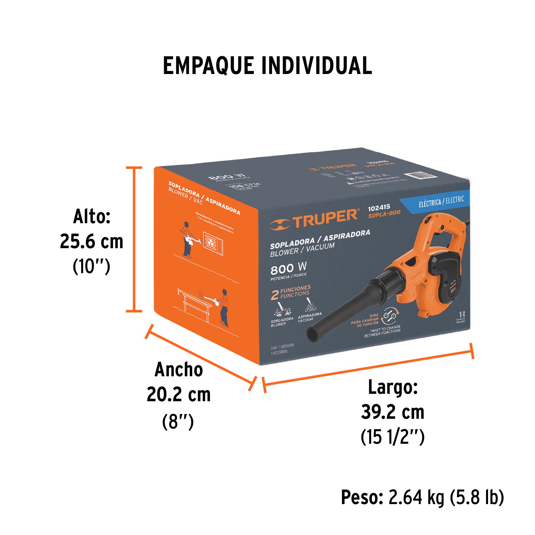 Sopladora /Aspiradora Electrica 800 Watts Truper