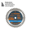 Disco Sierra Circular 7"1/4 para Madera 40 Dientes Centro 5/8" Truper