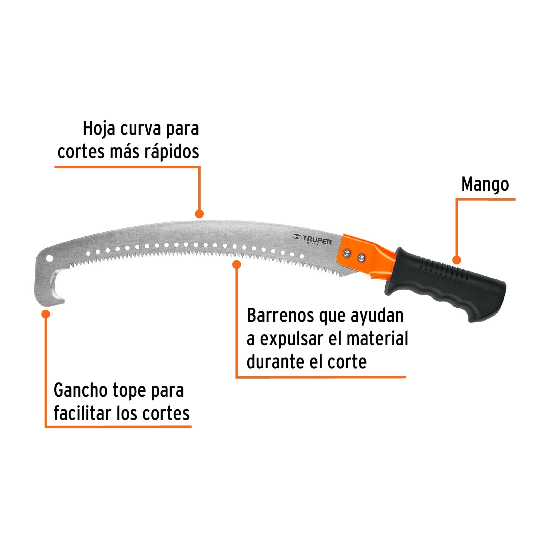 Serrucho de Poda 16" con Gancho 5 DPP Mango Comfort Grip Truper