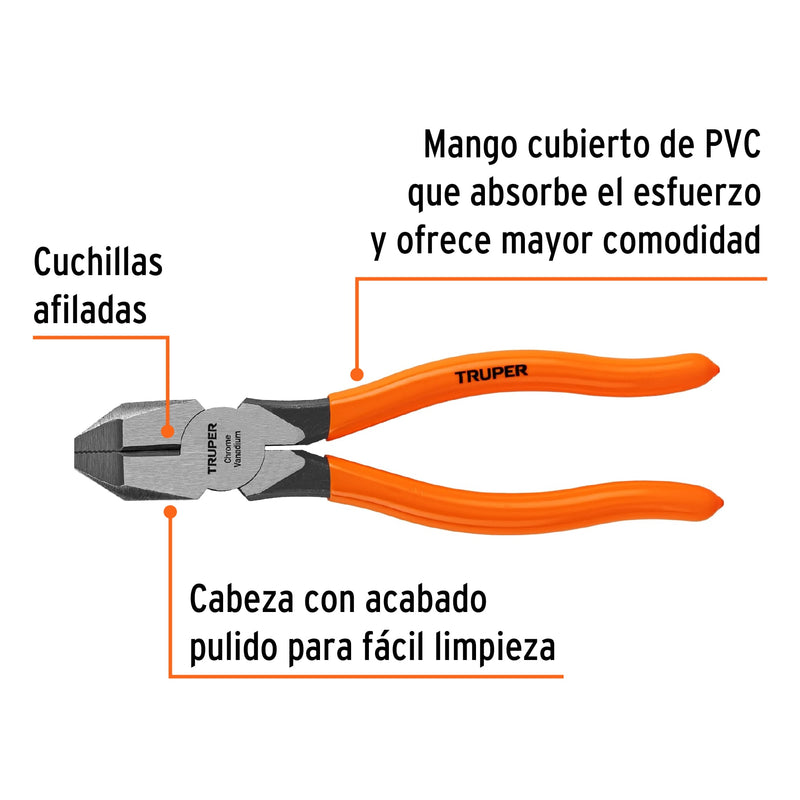 Pinzas para Electricista Uso Rudo Mango PVC Truper 7"