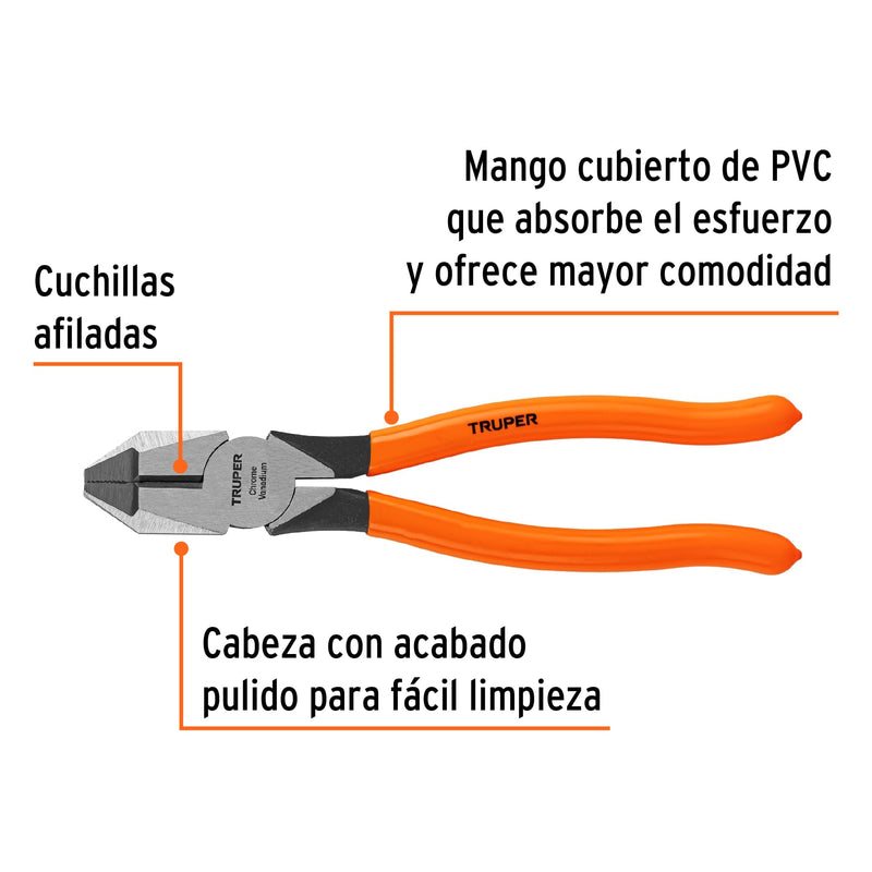 Pinzas para Electricista Uso Rudo Mango PVC Truper 8"