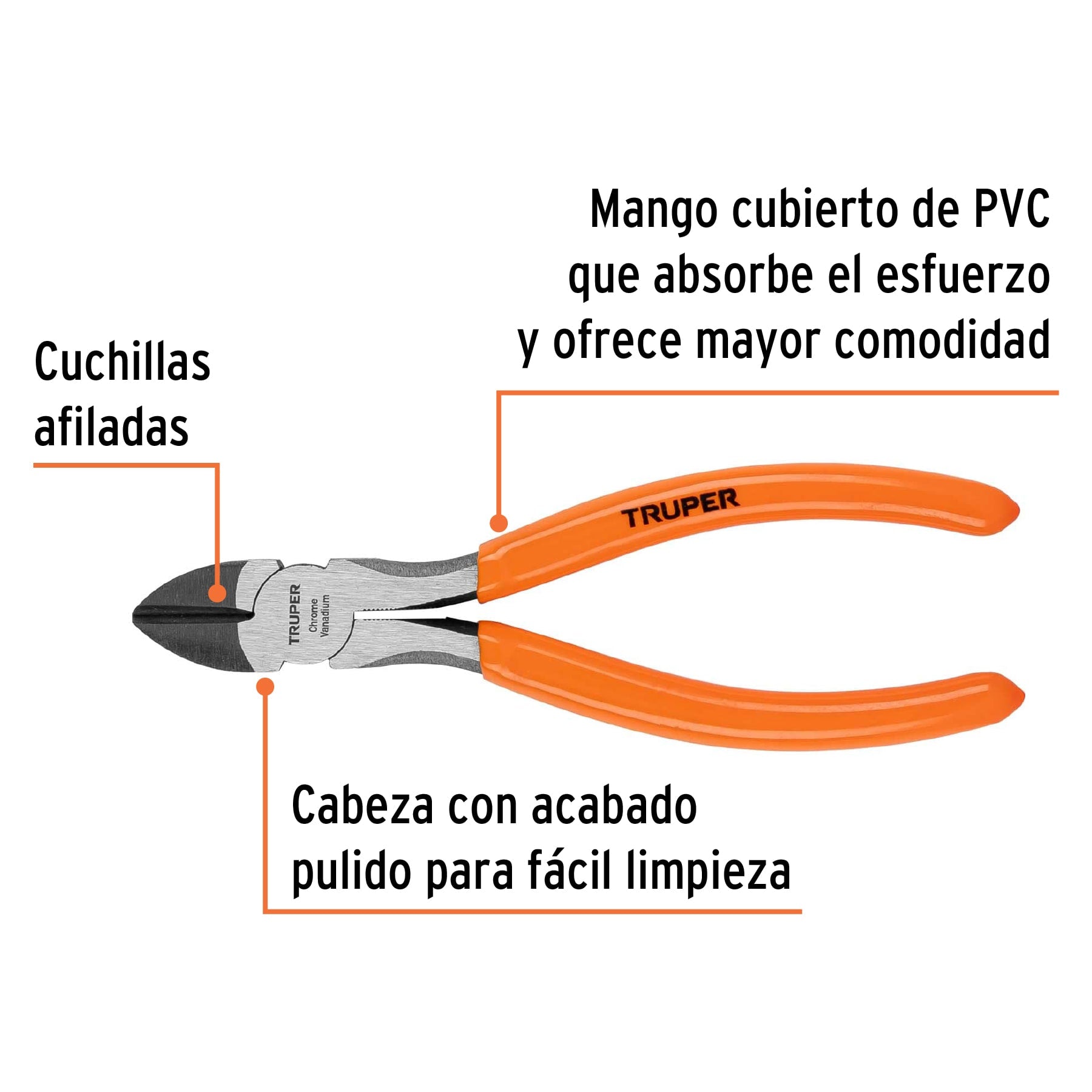 Pinzas de Corte Diagonal Mangos de PVC 6" Truper