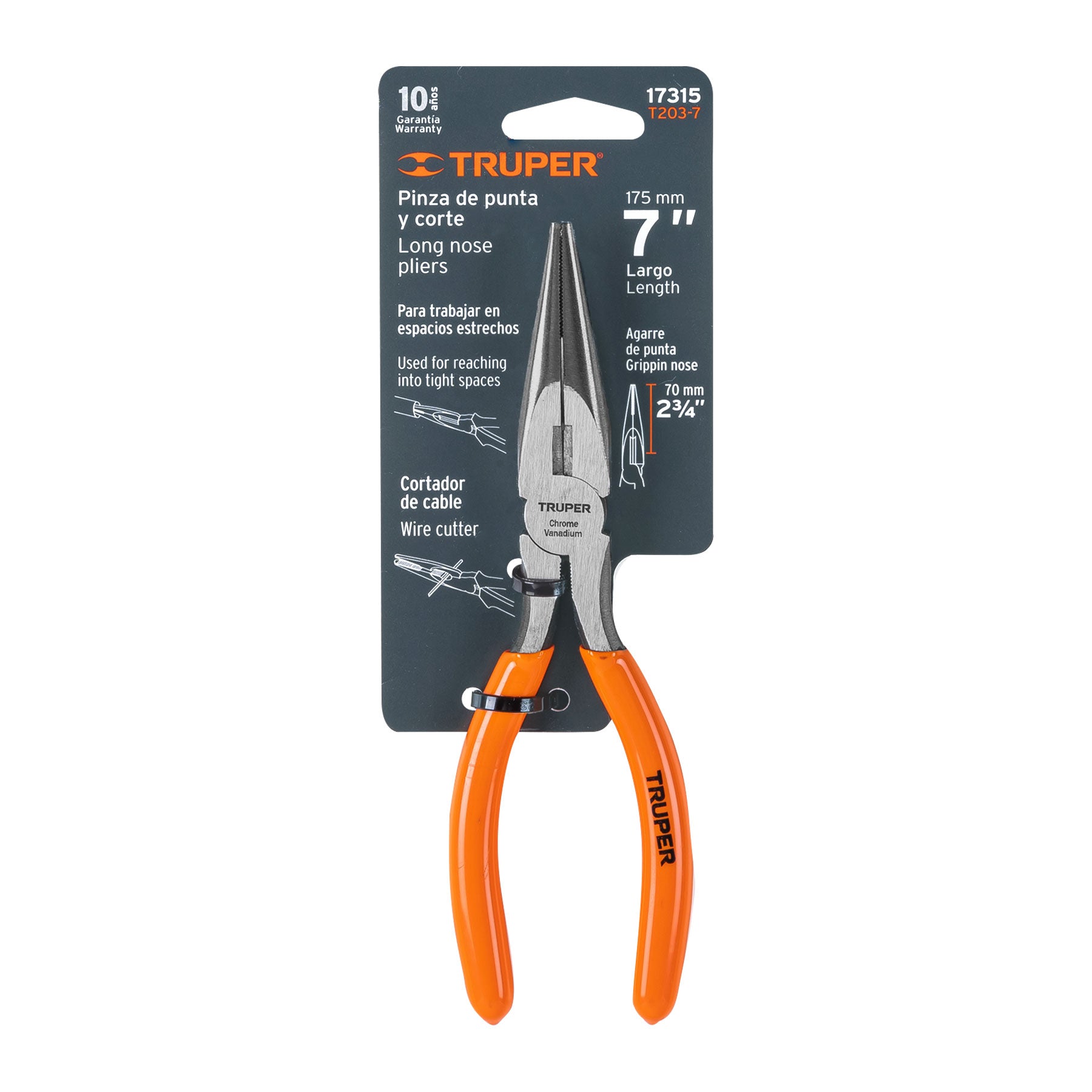 Pinzas de Punta y Corte Mangos de PVC 7" Truper