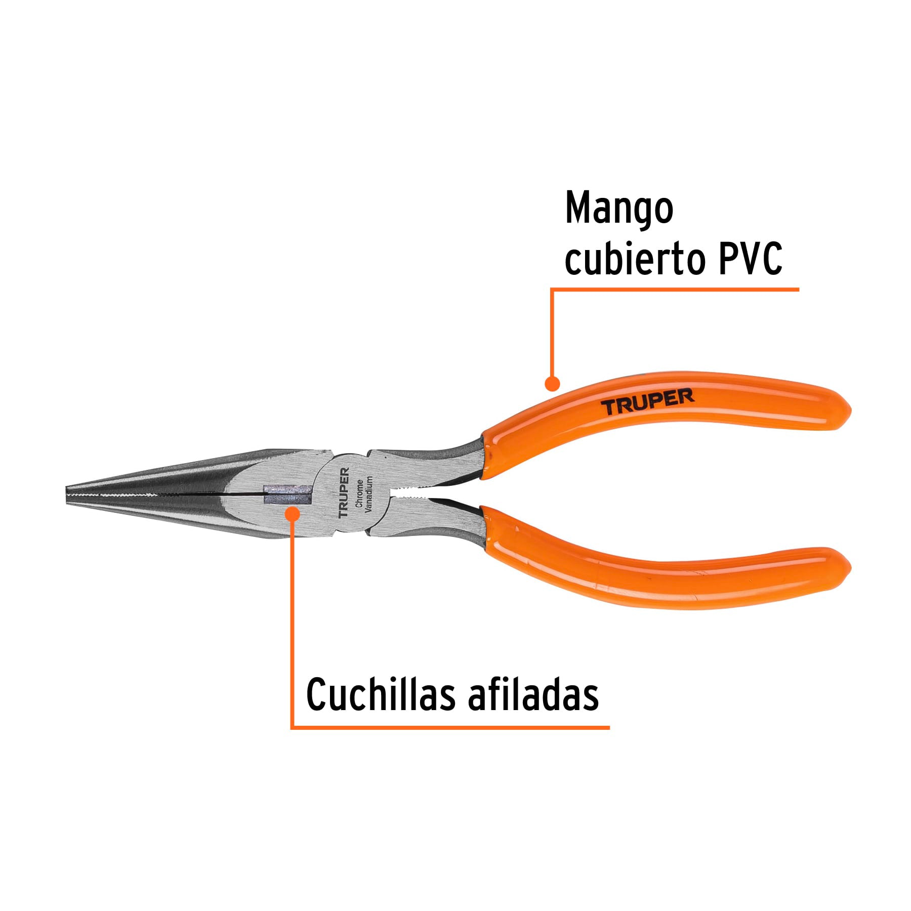 Pinzas de Punta y Corte Mangos de PVC 7" Truper