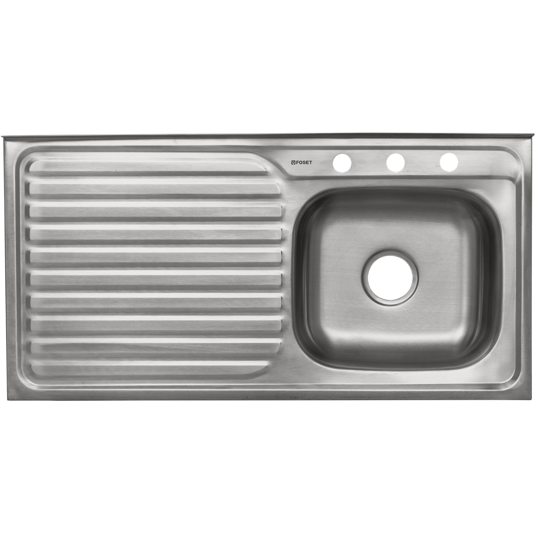Tarja Sobreponer 100x50 cm Acero Inox 201 Foset Basic Tina Derecha