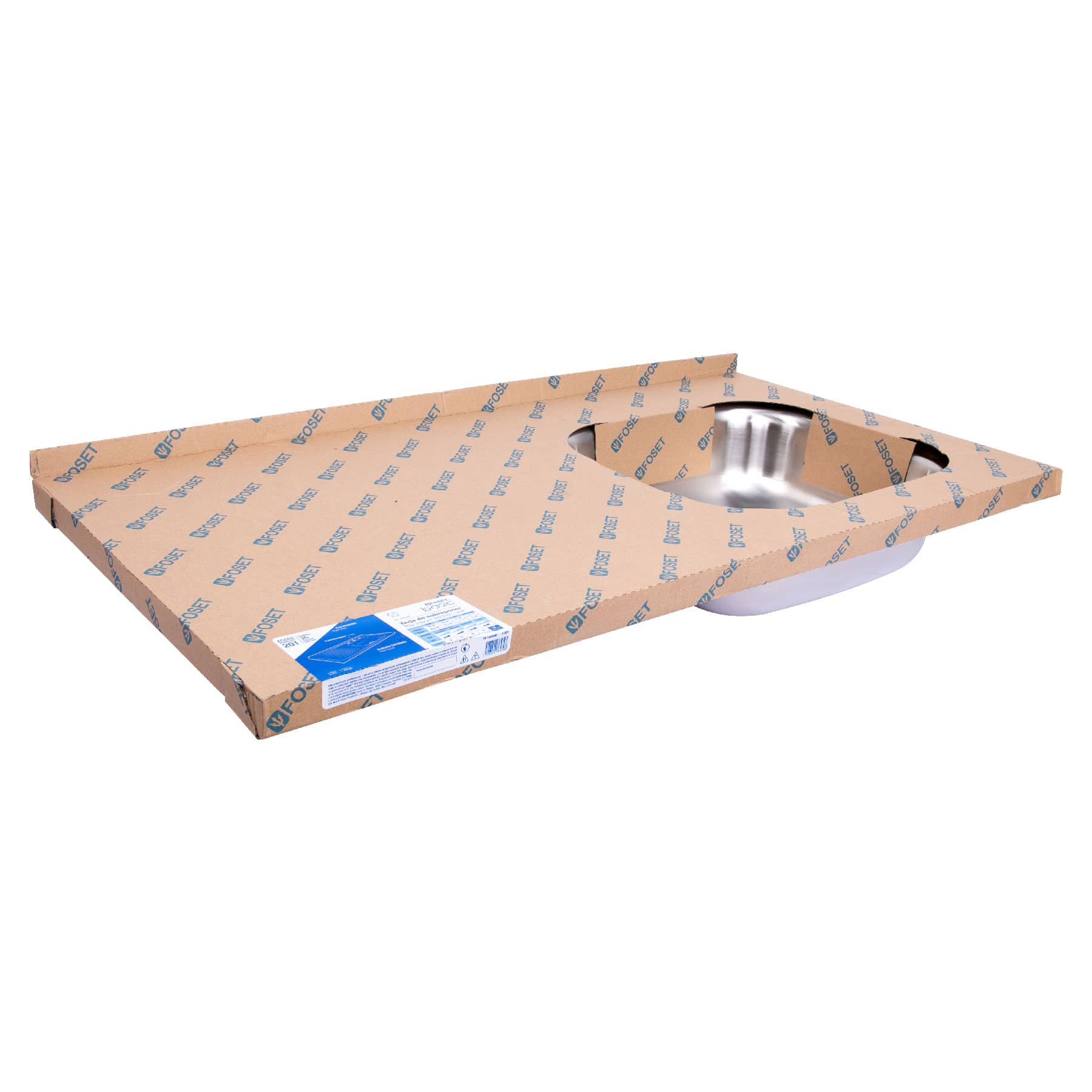 Tarja Sobreponer 100x50 cm Acero Inox 201 Foset Basic Tina Derecha
