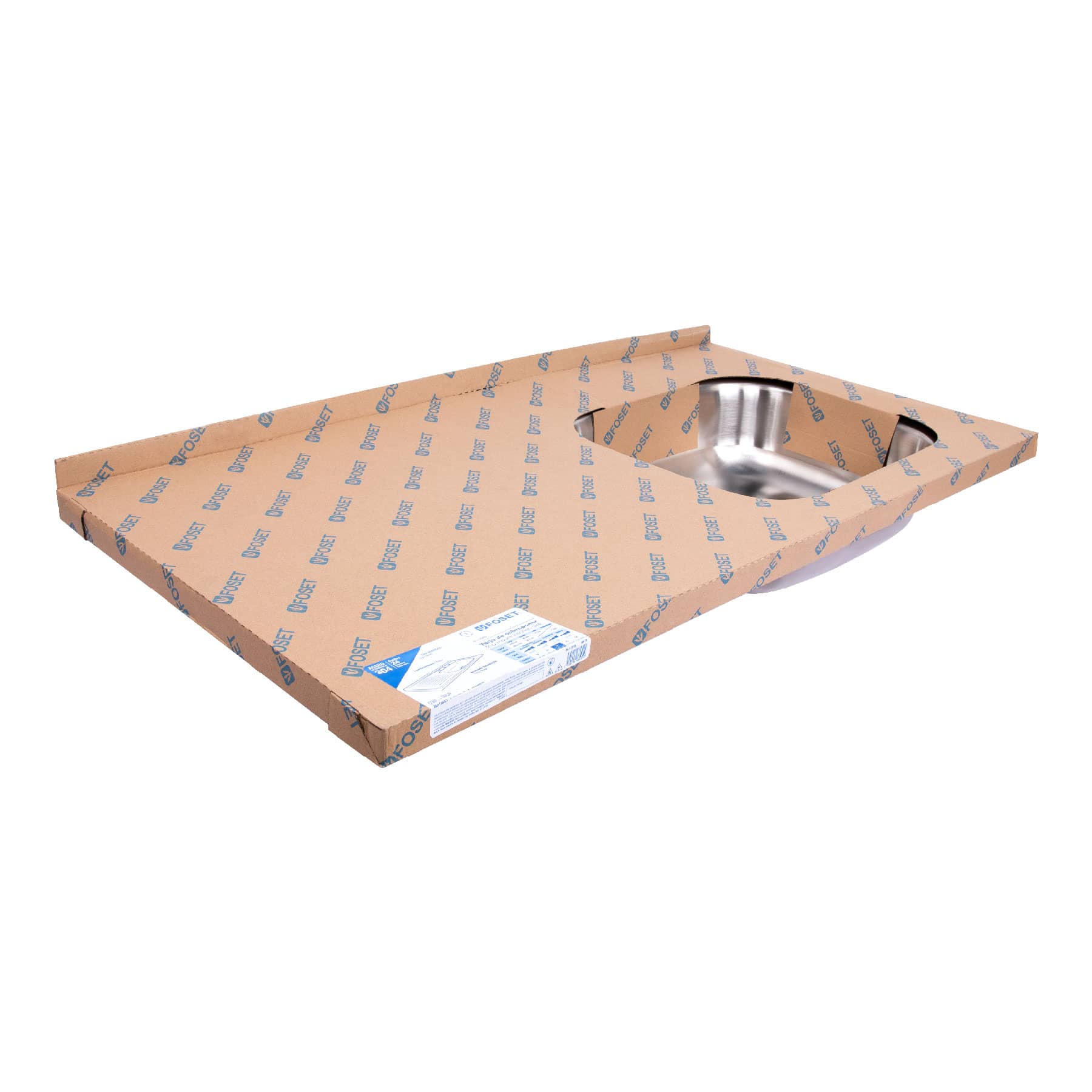 Tarja Sobreponer 100x50 cm Acero Inox 304 Foset Tina Derecha